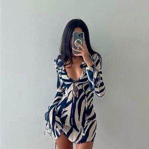 Rat & Boa Annika Dress Lazure Zebra Print